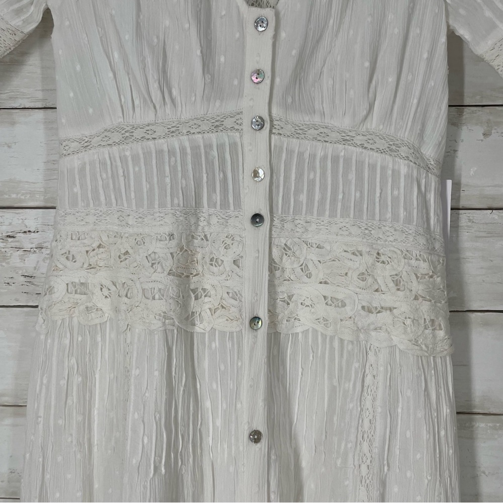 ASTR the Label Honeymoon Lace Midi Dress White Size S Pin-tuck Lace Cotton NWT - Picture 9 of 16